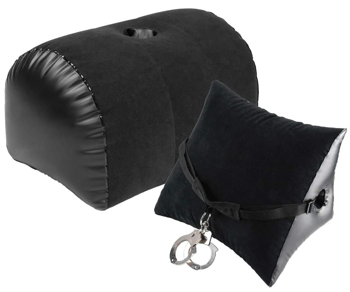 Aufblasbare Liebeskissen, mit Dildo/Vibrator-Halterung und bereits integriertem Fesseln.